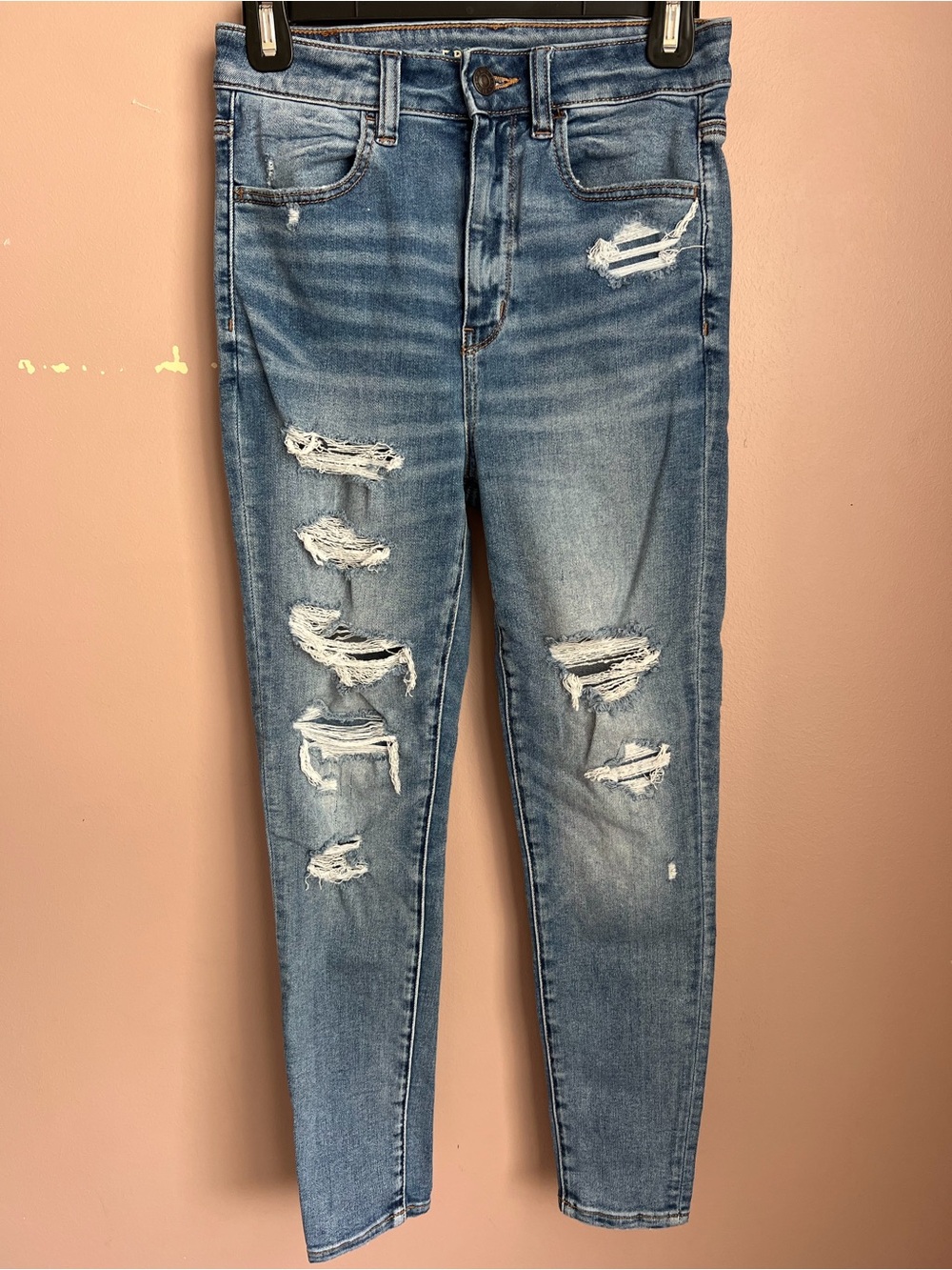 American Eagle Outfitters Distressed highest rise Jeggings 4 xshort